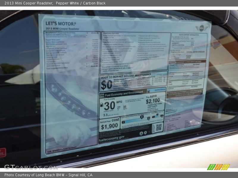 Pepper White / Carbon Black 2013 Mini Cooper Roadster