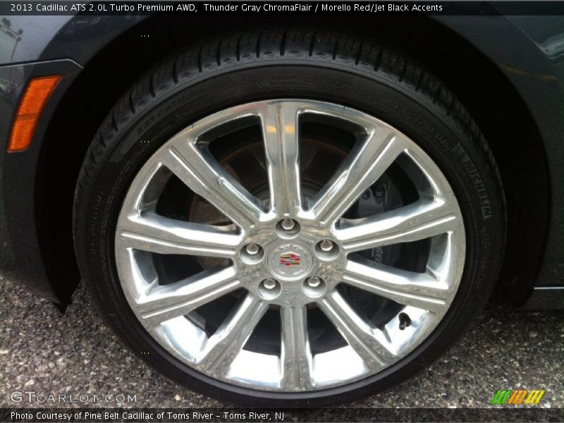 Thunder Gray ChromaFlair / Morello Red/Jet Black Accents 2013 Cadillac ATS 2.0L Turbo Premium AWD