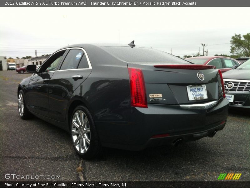 Thunder Gray ChromaFlair / Morello Red/Jet Black Accents 2013 Cadillac ATS 2.0L Turbo Premium AWD