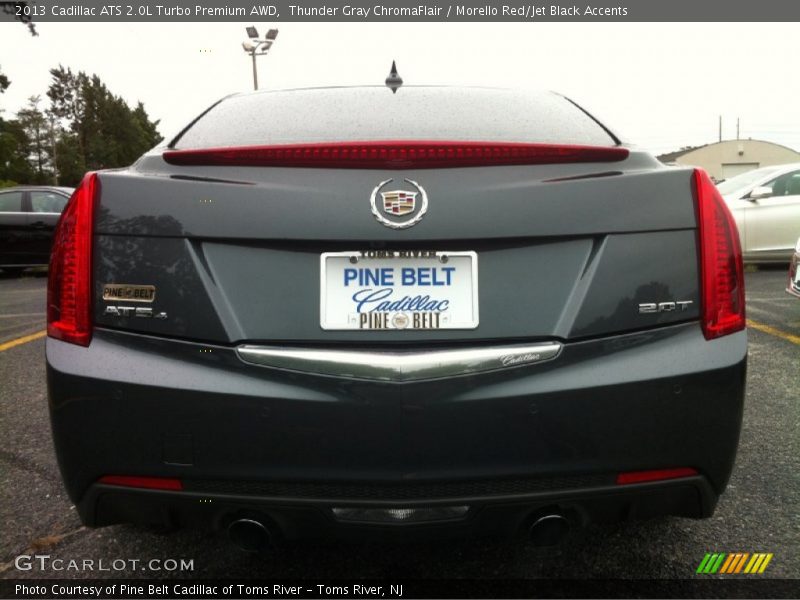 Thunder Gray ChromaFlair / Morello Red/Jet Black Accents 2013 Cadillac ATS 2.0L Turbo Premium AWD