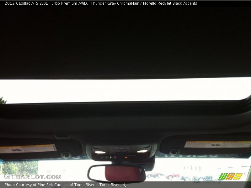 Thunder Gray ChromaFlair / Morello Red/Jet Black Accents 2013 Cadillac ATS 2.0L Turbo Premium AWD