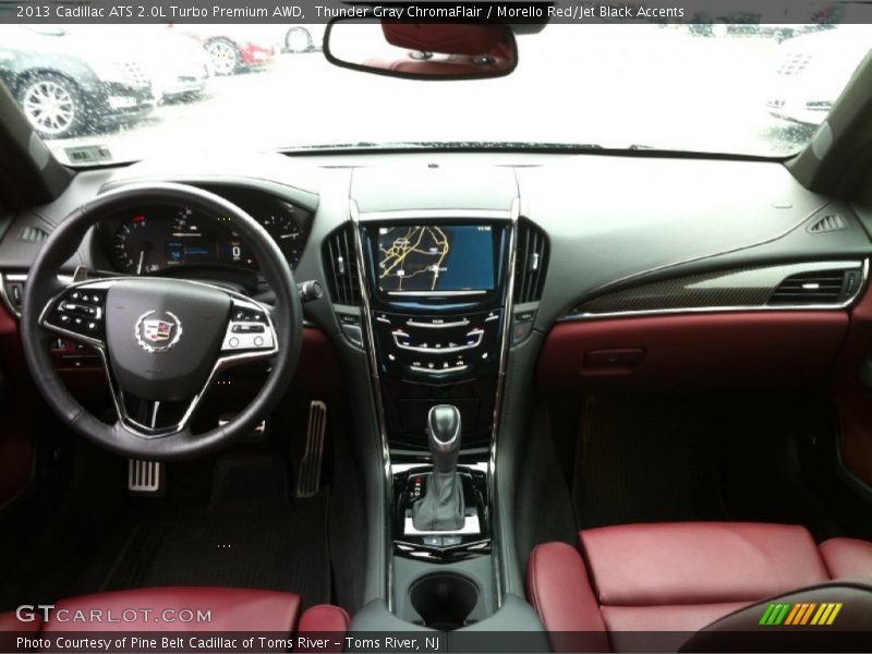 Thunder Gray ChromaFlair / Morello Red/Jet Black Accents 2013 Cadillac ATS 2.0L Turbo Premium AWD