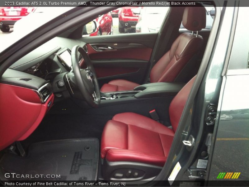 Thunder Gray ChromaFlair / Morello Red/Jet Black Accents 2013 Cadillac ATS 2.0L Turbo Premium AWD