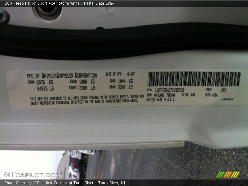 Stone White / Pastel Slate Gray 2007 Jeep Patriot Sport 4x4