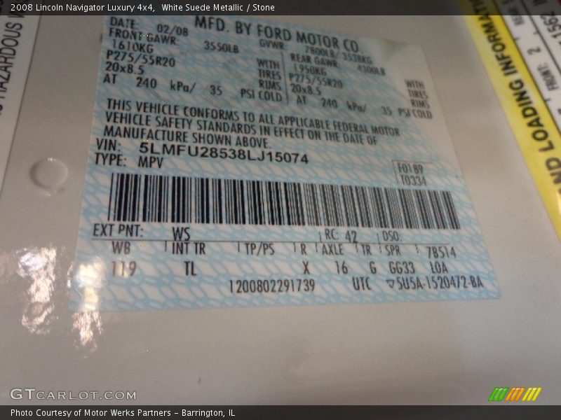 White Suede Metallic / Stone 2008 Lincoln Navigator Luxury 4x4