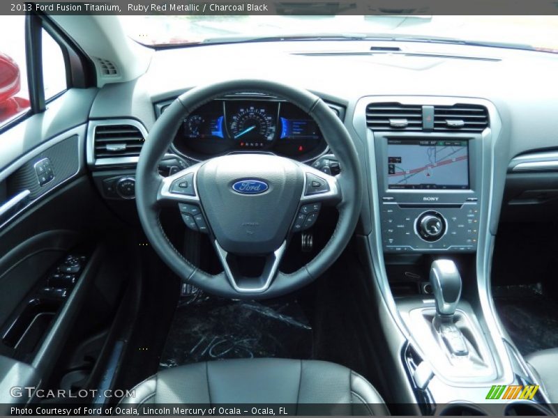 Ruby Red Metallic / Charcoal Black 2013 Ford Fusion Titanium