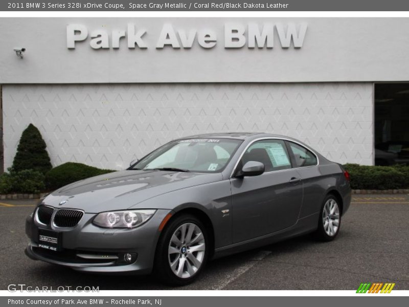 Space Gray Metallic / Coral Red/Black Dakota Leather 2011 BMW 3 Series 328i xDrive Coupe