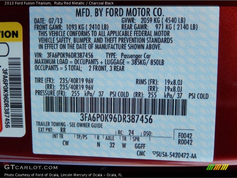 Ruby Red Metallic / Charcoal Black 2013 Ford Fusion Titanium