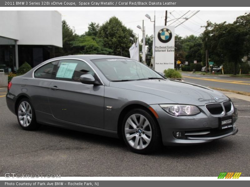Space Gray Metallic / Coral Red/Black Dakota Leather 2011 BMW 3 Series 328i xDrive Coupe