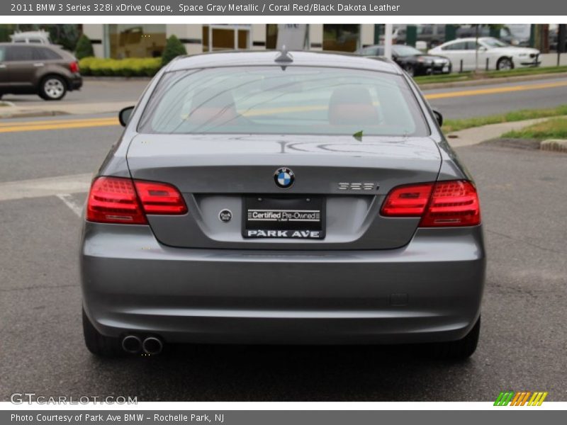 Space Gray Metallic / Coral Red/Black Dakota Leather 2011 BMW 3 Series 328i xDrive Coupe