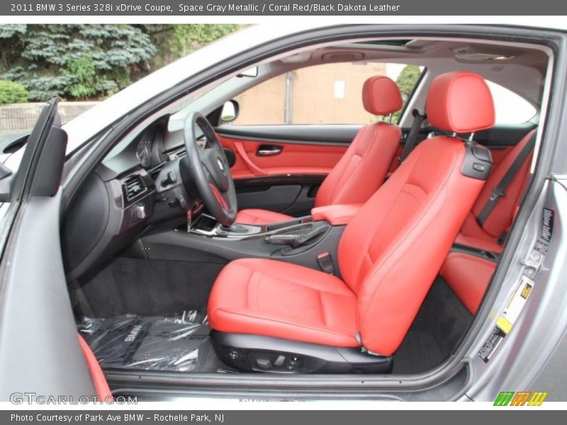 Space Gray Metallic / Coral Red/Black Dakota Leather 2011 BMW 3 Series 328i xDrive Coupe