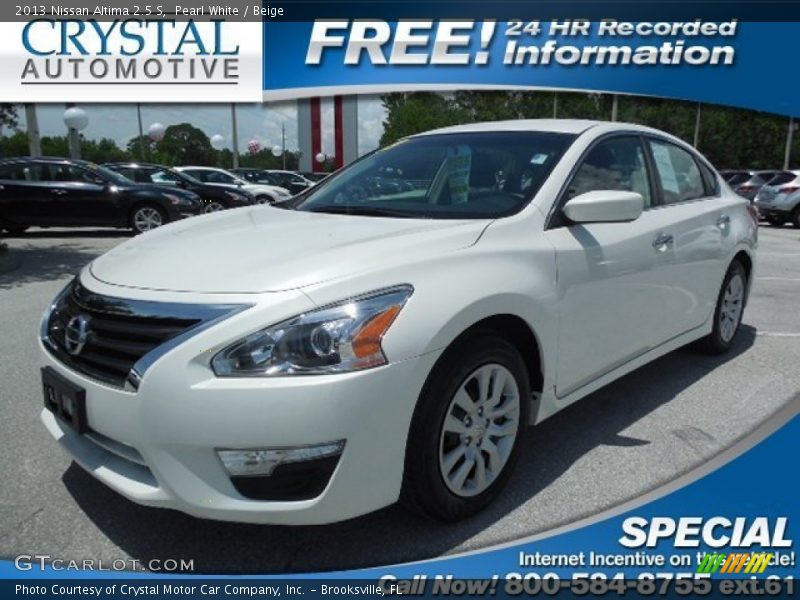 Pearl White / Beige 2013 Nissan Altima 2.5 S