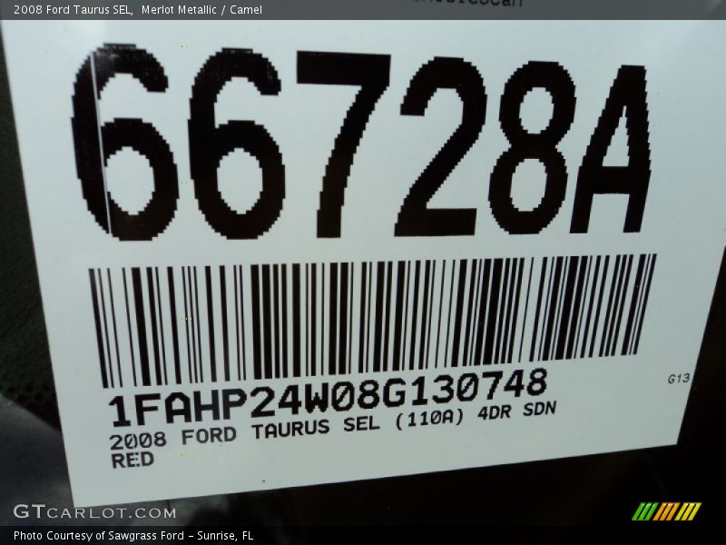 Merlot Metallic / Camel 2008 Ford Taurus SEL