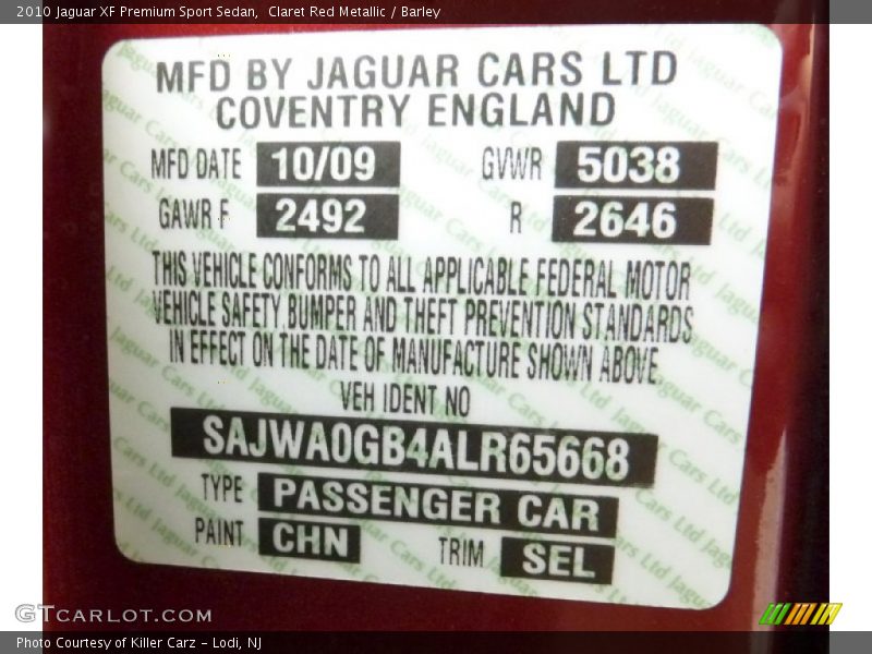 Claret Red Metallic / Barley 2010 Jaguar XF Premium Sport Sedan