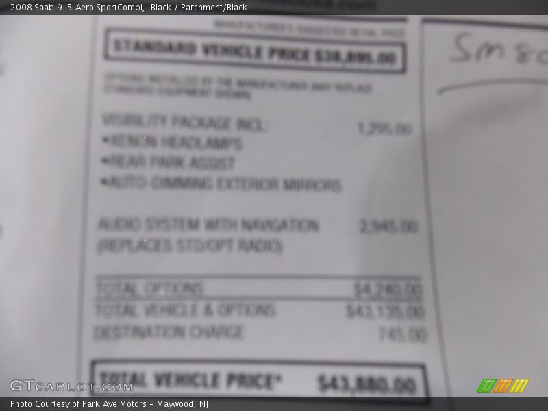 Black / Parchment/Black 2008 Saab 9-5 Aero SportCombi