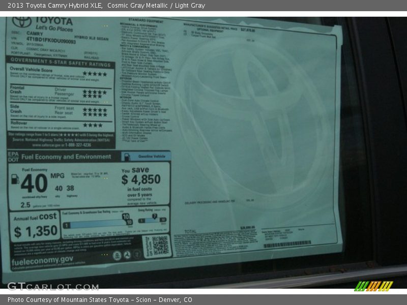 Cosmic Gray Metallic / Light Gray 2013 Toyota Camry Hybrid XLE