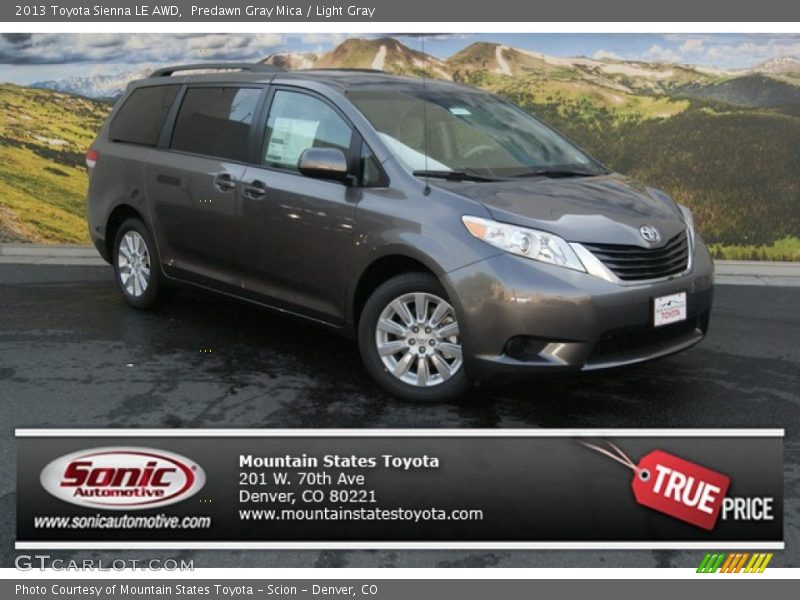 Predawn Gray Mica / Light Gray 2013 Toyota Sienna LE AWD