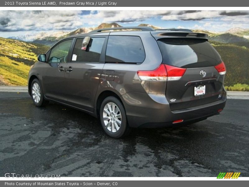 Predawn Gray Mica / Light Gray 2013 Toyota Sienna LE AWD