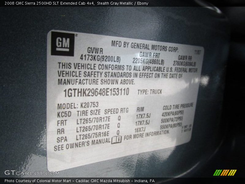 Stealth Gray Metallic / Ebony 2008 GMC Sierra 2500HD SLT Extended Cab 4x4