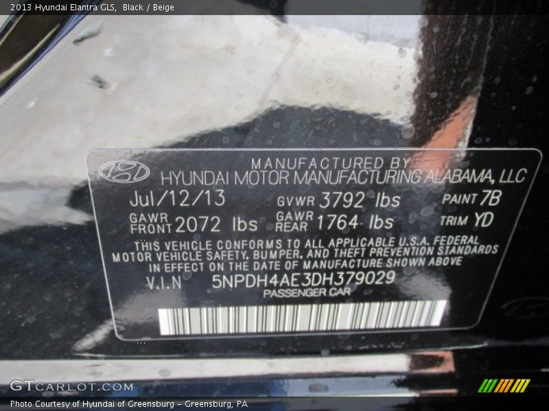Black / Beige 2013 Hyundai Elantra GLS