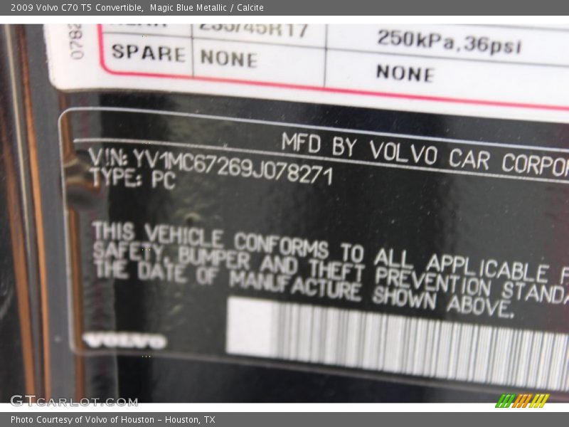 Magic Blue Metallic / Calcite 2009 Volvo C70 T5 Convertible