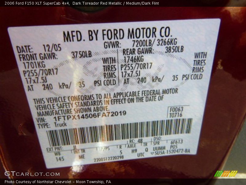Dark Toreador Red Metallic / Medium/Dark Flint 2006 Ford F150 XLT SuperCab 4x4