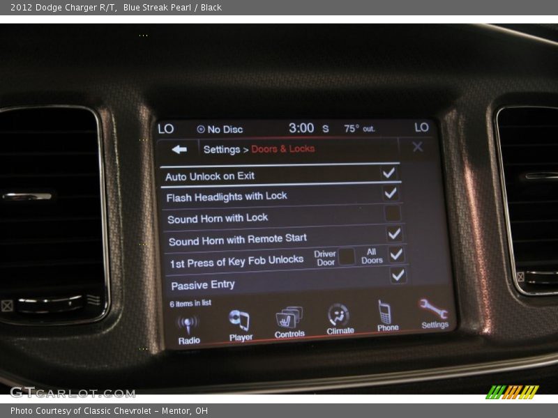 Blue Streak Pearl / Black 2012 Dodge Charger R/T