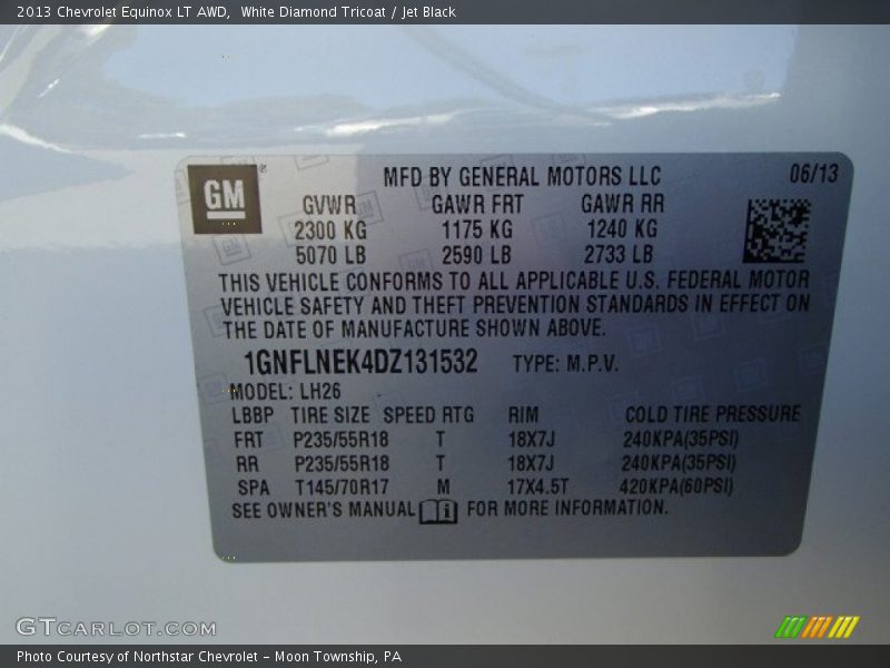 White Diamond Tricoat / Jet Black 2013 Chevrolet Equinox LT AWD
