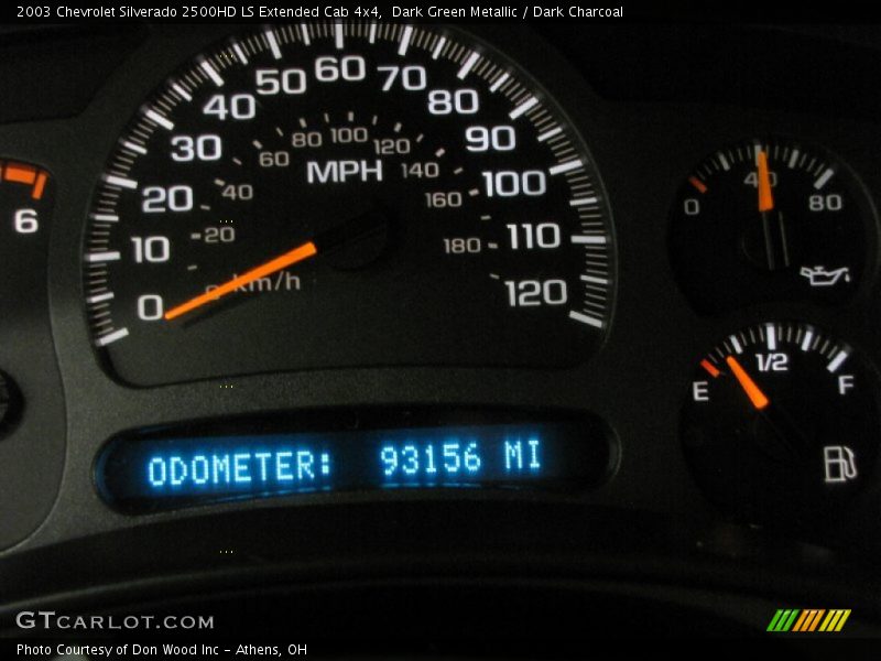 Dark Green Metallic / Dark Charcoal 2003 Chevrolet Silverado 2500HD LS Extended Cab 4x4