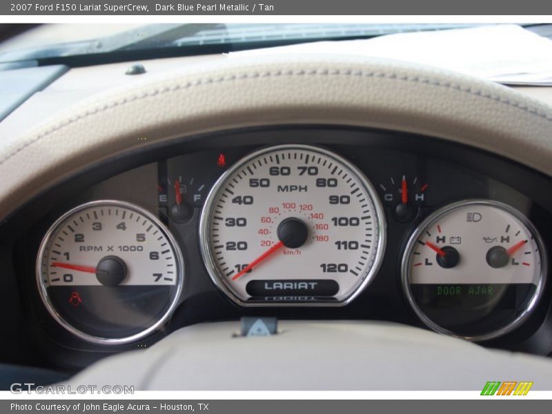 Dark Blue Pearl Metallic / Tan 2007 Ford F150 Lariat SuperCrew