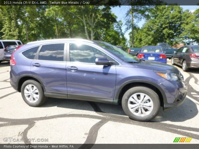 Twilight Blue Metallic / Gray 2013 Honda CR-V EX-L AWD