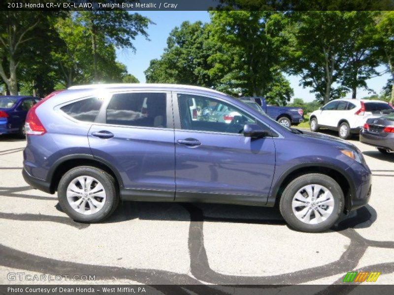 Twilight Blue Metallic / Gray 2013 Honda CR-V EX-L AWD