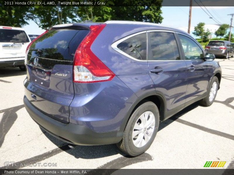 Twilight Blue Metallic / Gray 2013 Honda CR-V EX-L AWD