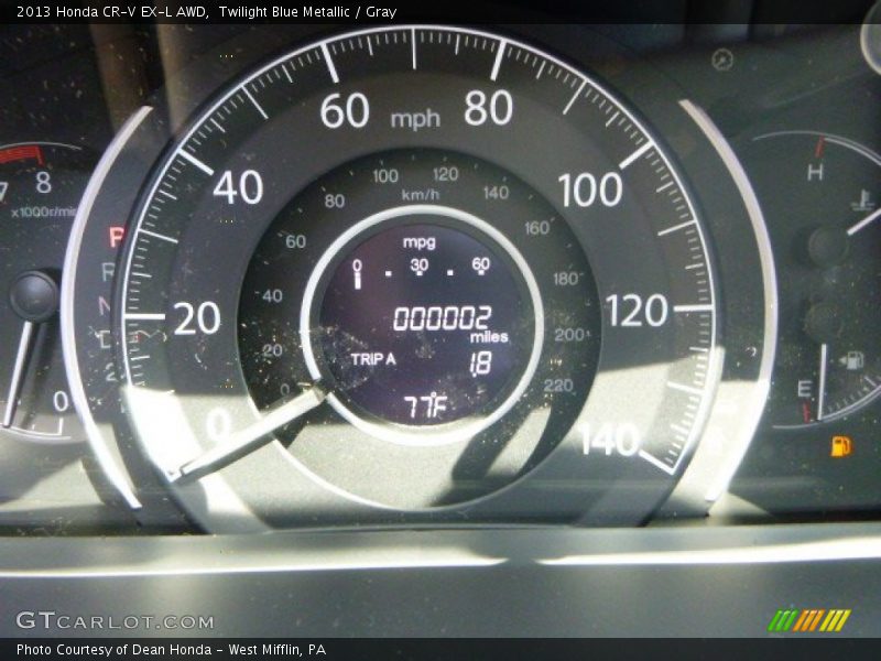 Twilight Blue Metallic / Gray 2013 Honda CR-V EX-L AWD