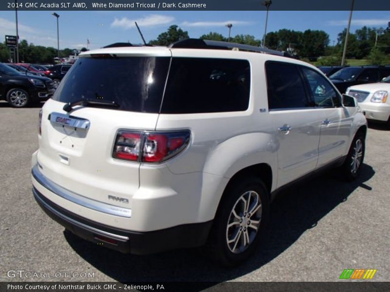 White Diamond Tricoat / Dark Cashmere 2014 GMC Acadia SLT AWD