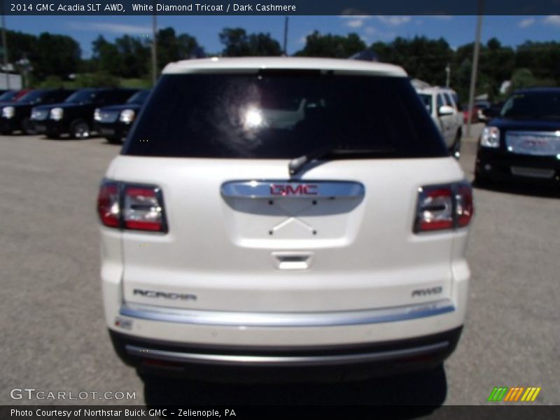 White Diamond Tricoat / Dark Cashmere 2014 GMC Acadia SLT AWD