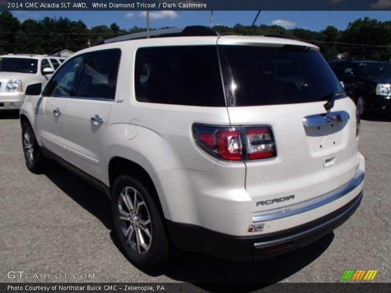 White Diamond Tricoat / Dark Cashmere 2014 GMC Acadia SLT AWD