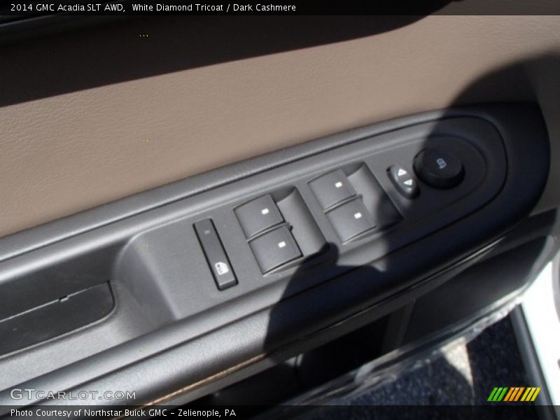 White Diamond Tricoat / Dark Cashmere 2014 GMC Acadia SLT AWD
