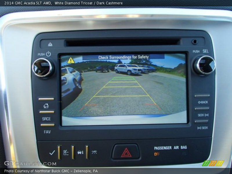 White Diamond Tricoat / Dark Cashmere 2014 GMC Acadia SLT AWD