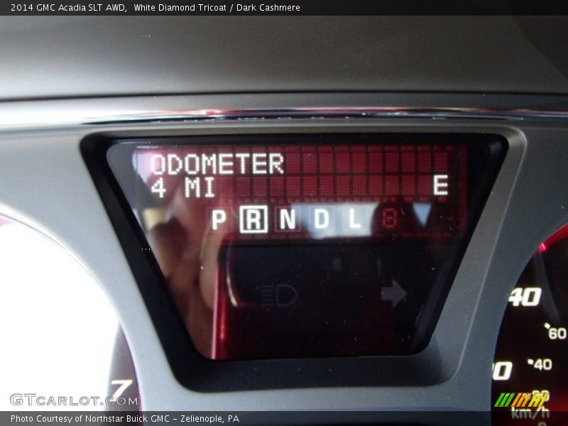 White Diamond Tricoat / Dark Cashmere 2014 GMC Acadia SLT AWD