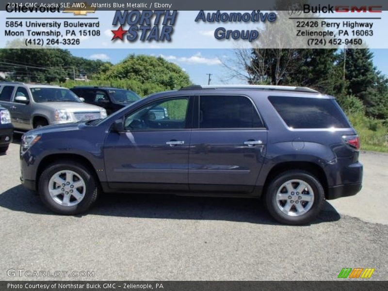 Atlantis Blue Metallic / Ebony 2014 GMC Acadia SLE AWD