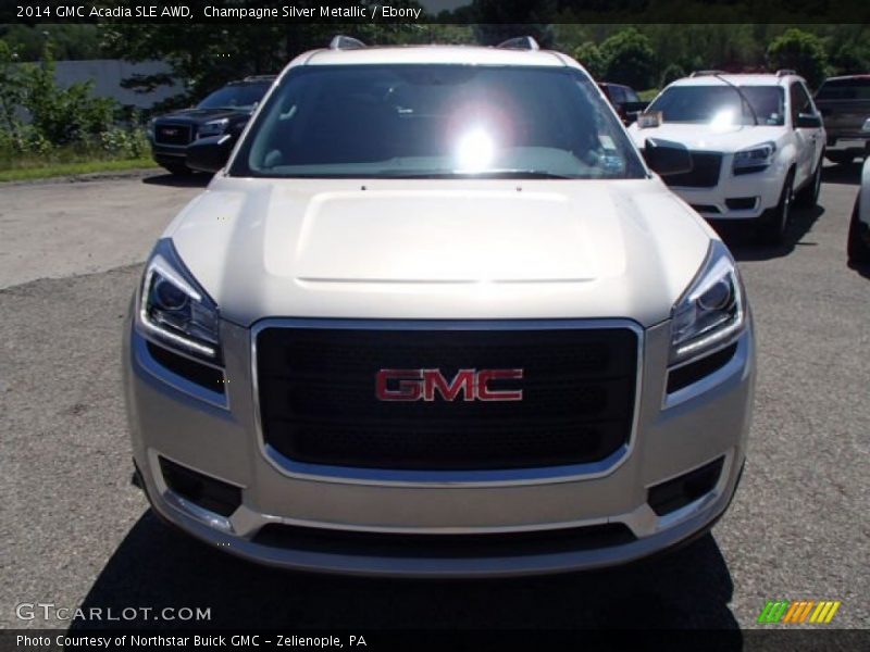 Champagne Silver Metallic / Ebony 2014 GMC Acadia SLE AWD
