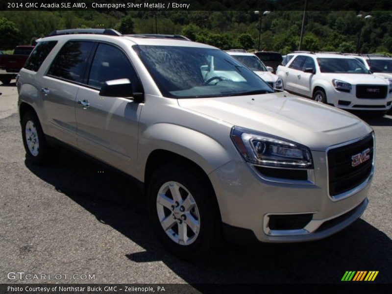 Champagne Silver Metallic / Ebony 2014 GMC Acadia SLE AWD