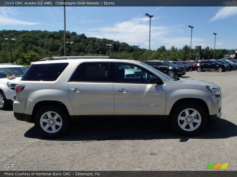 Champagne Silver Metallic / Ebony 2014 GMC Acadia SLE AWD