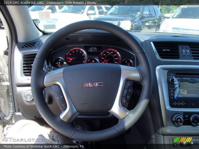 Champagne Silver Metallic / Ebony 2014 GMC Acadia SLE AWD