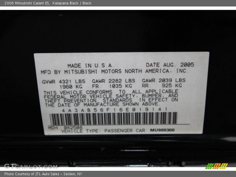 Kalapana Black / Black 2006 Mitsubishi Galant ES