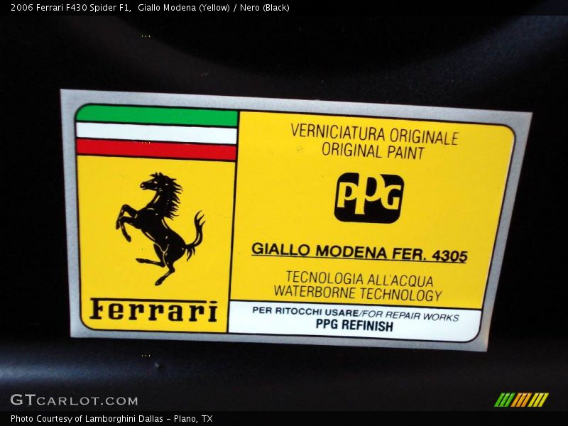 Giallo Modena (Yellow) / Nero (Black) 2006 Ferrari F430 Spider F1