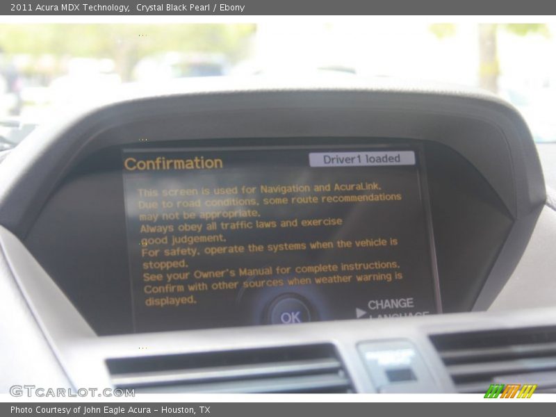 Crystal Black Pearl / Ebony 2011 Acura MDX Technology