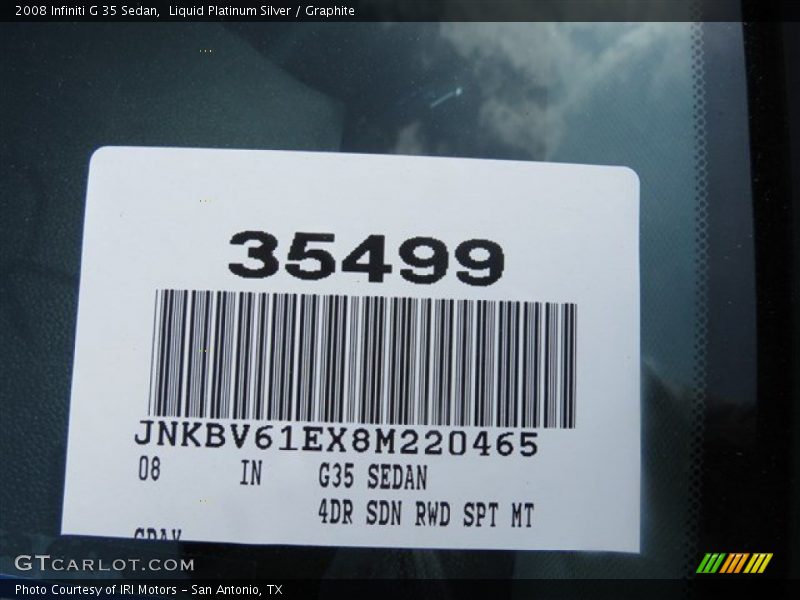 Liquid Platinum Silver / Graphite 2008 Infiniti G 35 Sedan