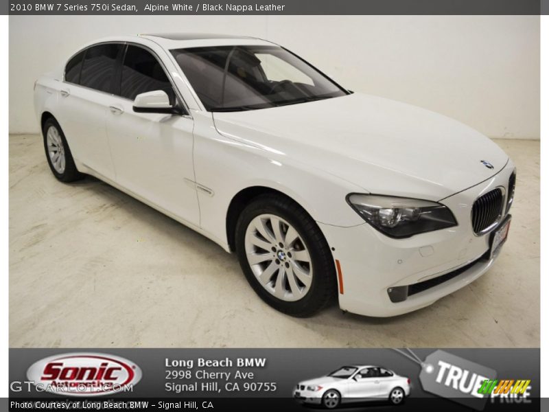 Alpine White / Black Nappa Leather 2010 BMW 7 Series 750i Sedan